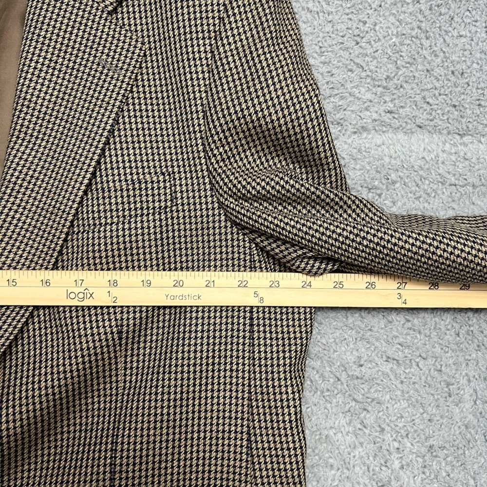 Chaps Ralph Lauren Blazer Mens 42R Brown Houndstooth Excellent Wool Sport Coat - Picture 10 of 15